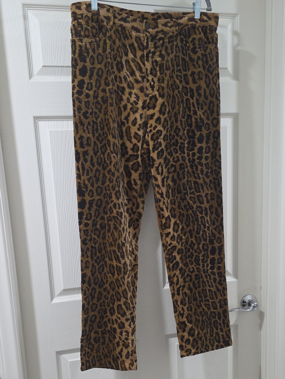 Ralph Lauren Leopard Print Straight Leg Velvet Pants in Brown/ Black - Size 16